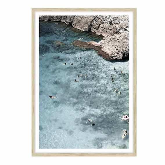 Ocean Bliss Blu Framed Print in 73 x 103cm