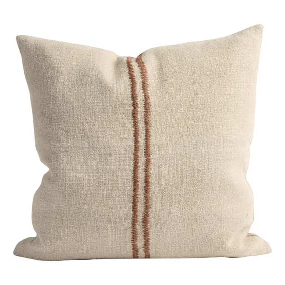 Orion Feather Fill Cushion 50x50cm in Natural/Chocolate