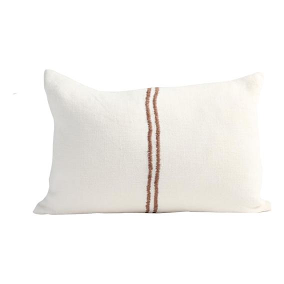 Orion Feather Fill Cushion 40x60cm in Off White/Chocolate