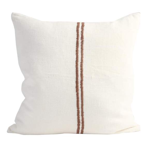 Orion Feather Fill Cushion 50x50cm in Off White/Chocolate