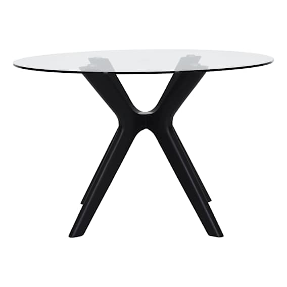 Padma Round Dining Table 120cm in Glass / Black