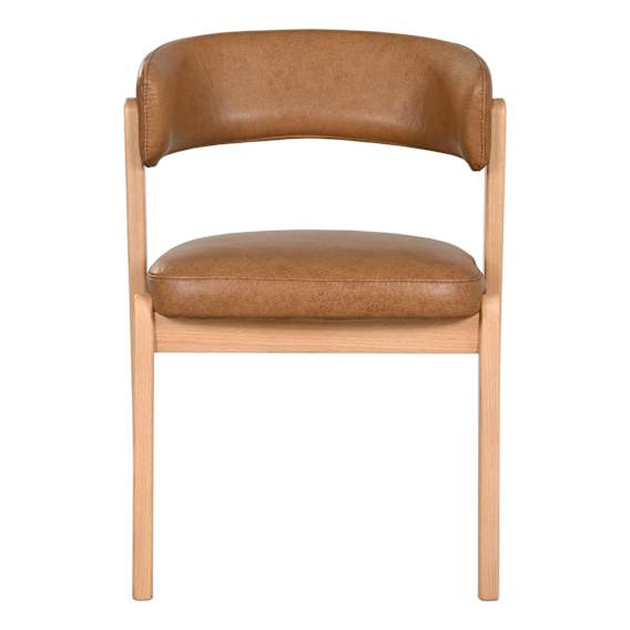 Pascal Dining Chair in Urbane Leather Light Brown / Oak Clear