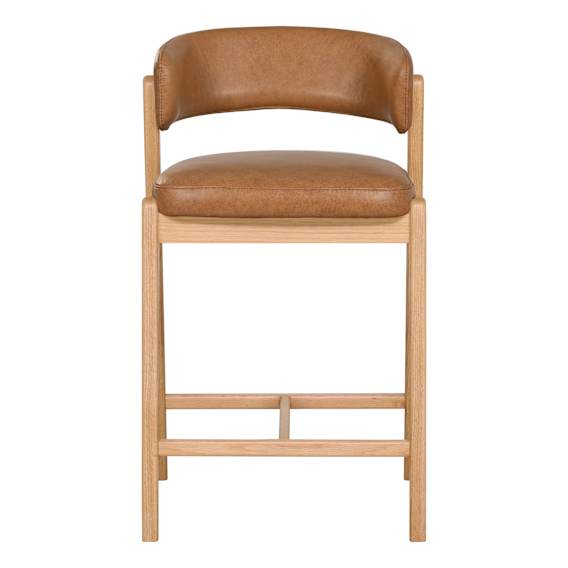 Pascal Bar Chair in Urbane Leather Light Brown / Oak Clear