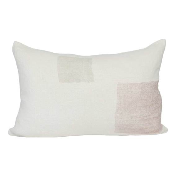 Pause Feather Fill Cushion 60x40cm in White / Soft Musk / Pistachio