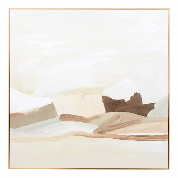 Painterly Vista Neutral Box Framed Canvas in 120 x 120cm
