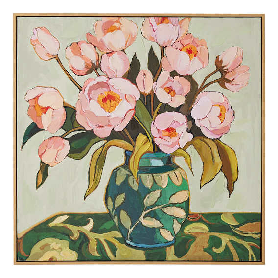 Peony Box Framed Canvas in 80 x 80cm