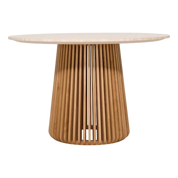 Pila Round Dining Table 120cm in American Oak / Travertine