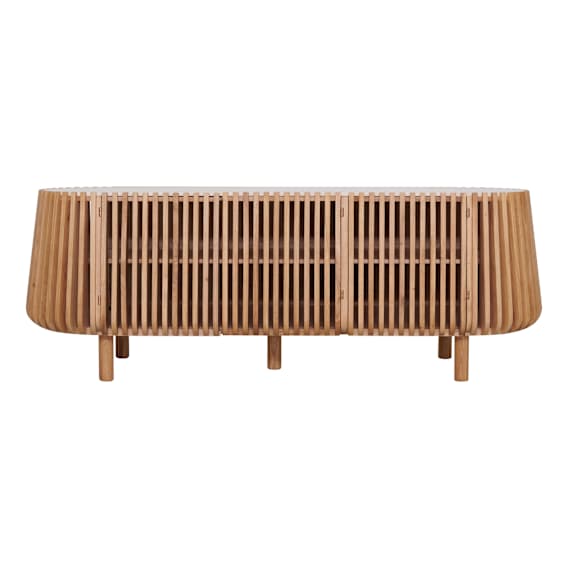 Pila Entertainment Unit 160cm in American Oak / Italian Travertine