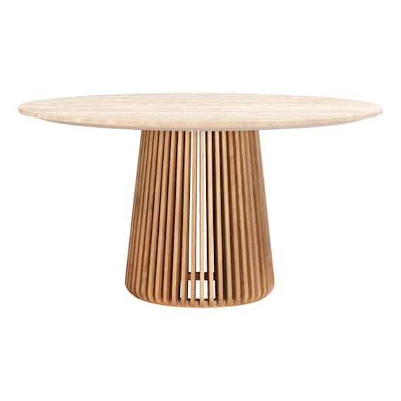 Pila Round Dining Table 150cm in American Oak / Travertine
