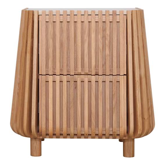 Pila Bedside Table in American Oak / Italian Travertine