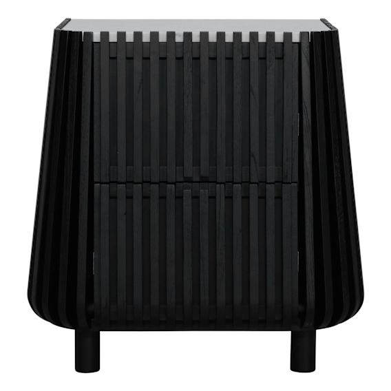 Pila Bedside Table in Black / Carrara Marble