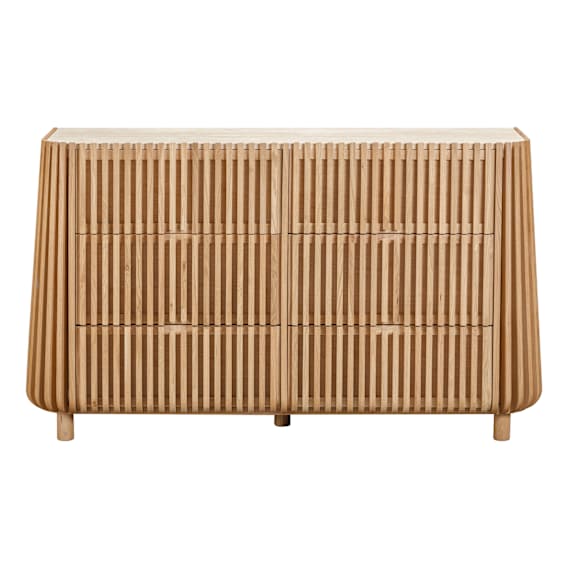 Pila Dresser in American Oak / Italian Travertine