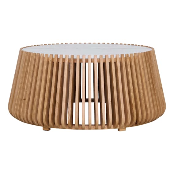 Pila Coffee Table 95cm in American Oak / Carrara Marble