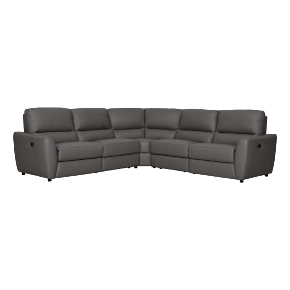 Portland Modular Recliner Sofa in Leather Dark Grey