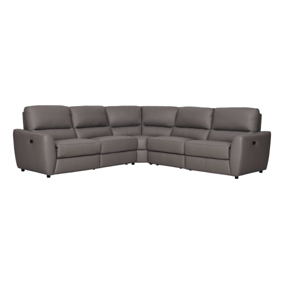 Portland Modular Sofa with 2 Recliners in Leather Grey