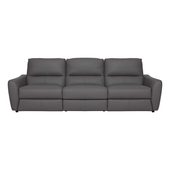 Portland 3 Seater Recliner Sofa in Leather Dark Grey