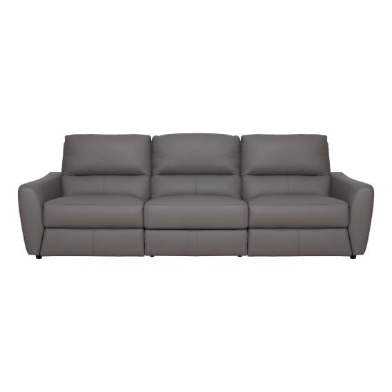 Portland 3 Seater Recliner Sofa in Leather Grey