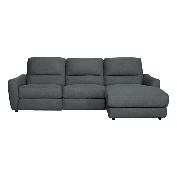 Portland 3 Seater Recliner Sofa + Chaise RHF in Belfast Charcoal