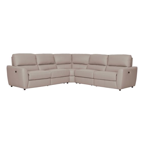 Portland Modular Sofa with 2 Recliners in Leather Light Mocha