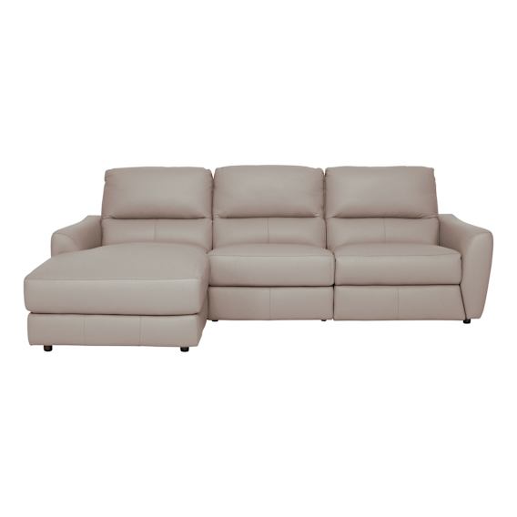 Portland 3 Seater Sofa + Chaise LHF in Leather Light Mocha