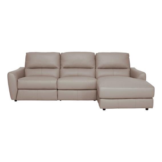 Portland 3 Seater Sofa + Chaise RHF in Leather Light Mocha