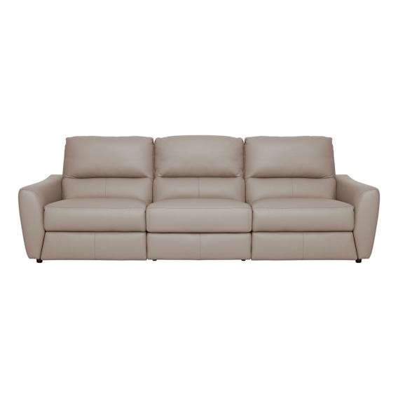 Portland 3 Seater Recliner Sofa in Leather Light Mocha