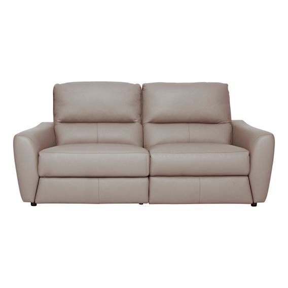 Portland 2 Seater Recliner Sofa in Leather Light Mocha