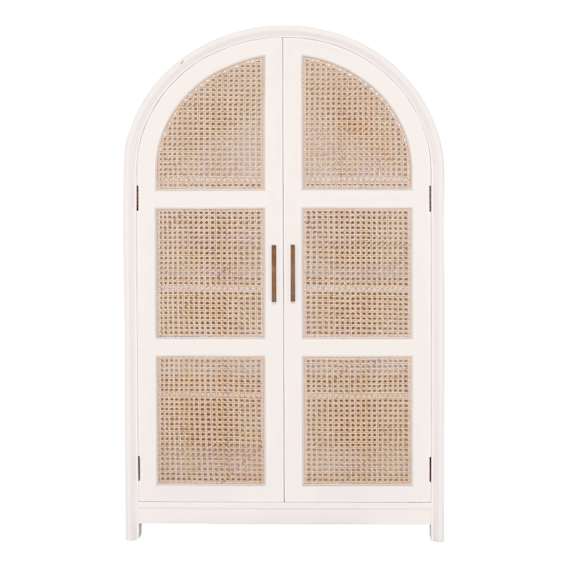 Porter Kids Wardrobe in White / Rattan