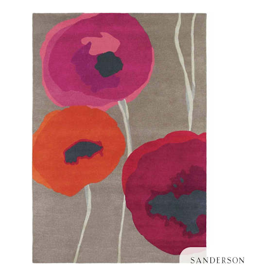 Poppies Rug 170x240cm in Mink