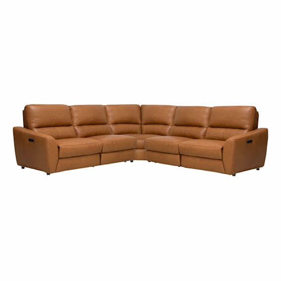 Portland Modular Recliner Sofa in Urbane Leather Light Brown