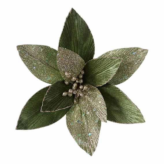 Poinsettia Clip On 31x12cm in Sage