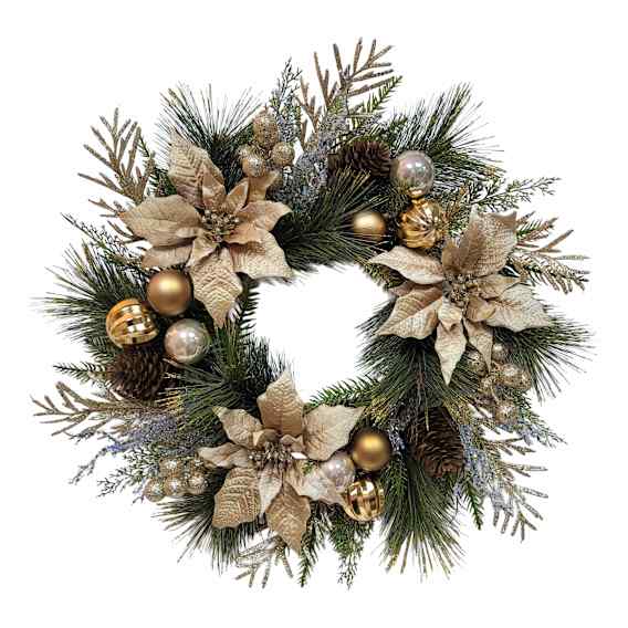 Poinsettia Wreath 61cm in Champagne / Copper