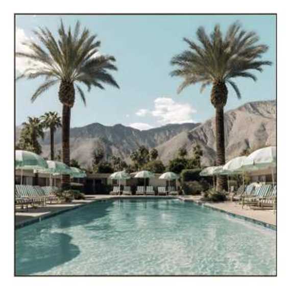 Poolside B Box Framed Canvas in 90 x 90cm
