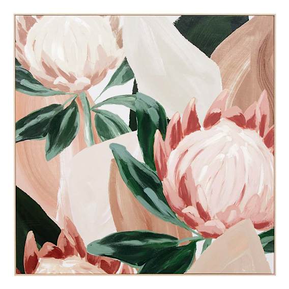 Protea Study Box Framed Canvas in 120 x 120cm