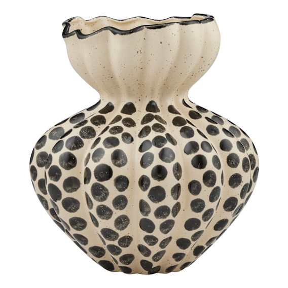 Raven Vase Large 24x26cm in Ivory / Black