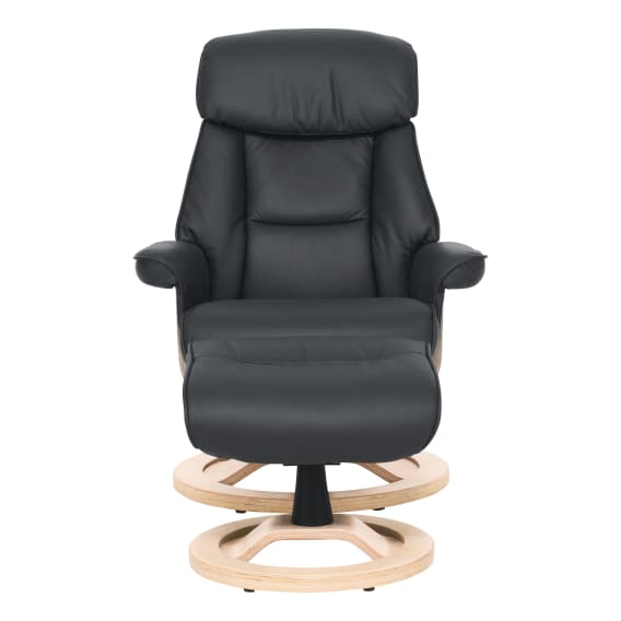 Reggie Recliner Chair + Ottoman in Charcoal / Natural Leg
