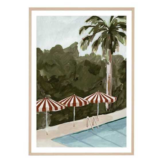 Resort Umbrellas Design 2 Framed Print in 62 x 87cm