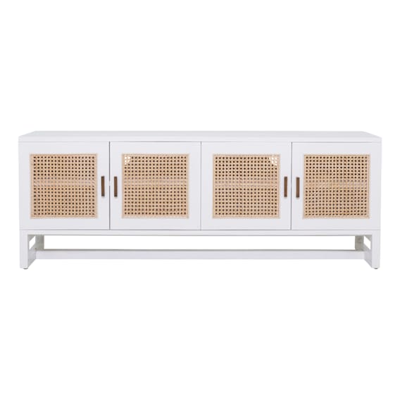 Rita Entertainment Unit 4 Door in Mike White / Rattan