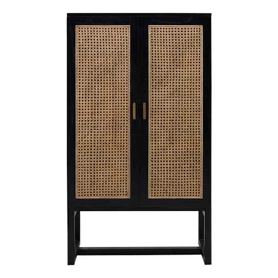 Rita Small Cabinet in Ebony Mindi / Rattan