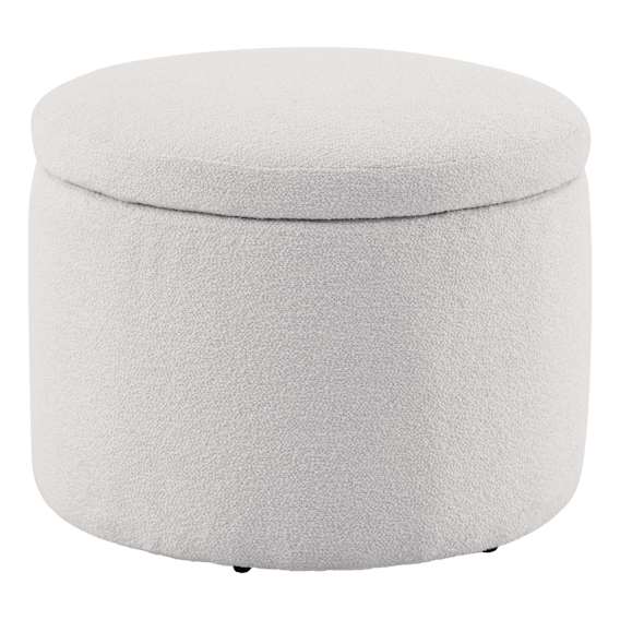 Ria Round Storage Ottoman 60cm in Het White