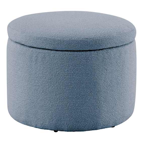 Ria Round Storage Ottoman 60cm in Het Blue