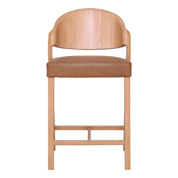 Ridley Bar Chair in Urbane Leather Light Brown / Clear