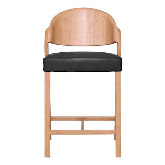 Ridley Bar Chair in Urbane Leather Black / Clear