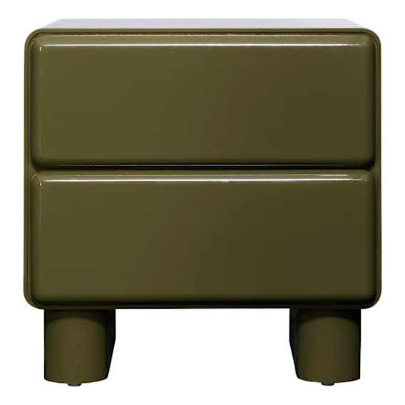 Rogue Bedside Table in High Gloss Olive