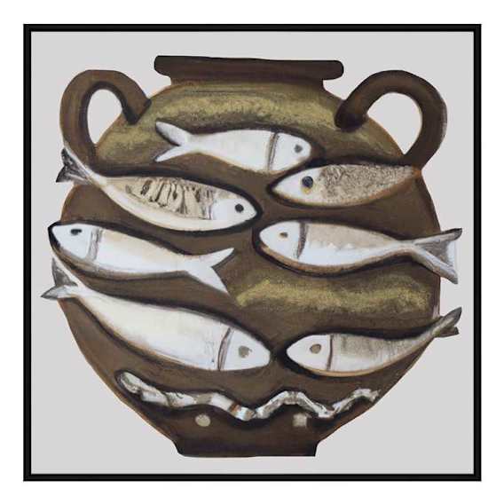 Rustica Fishpot Box Framed Canvas in 122 x 122cm