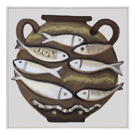 Rustica Fishpot Box Framed Canvas in 122 x 122cm
