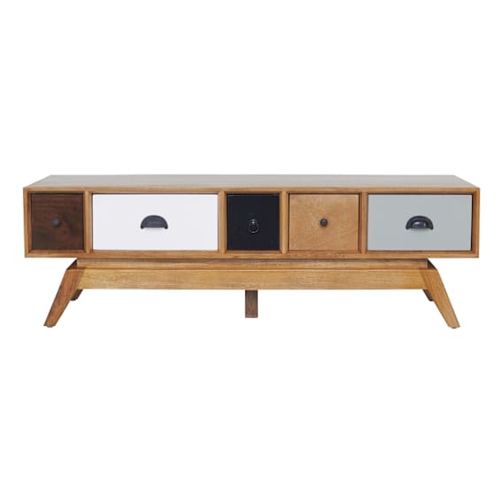 Sari Art Coffee Table with Drawers 130cm in Clear / Multi