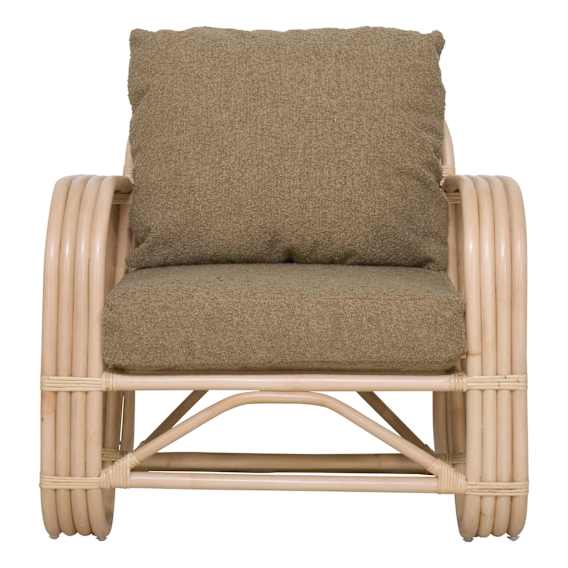 Samara Occasional Chair in Rattan /  Boucle Olive