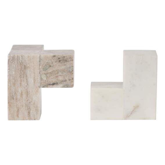 Sachi Bookends Set of 2 12x12cm in White / Beige