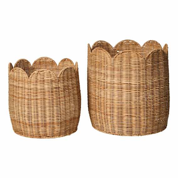 Shelly Scallop Basket Set of 2 35x35cm in Natural